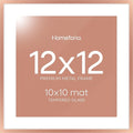 Homeforia 12x12 Picture Frame Rose Gold, High End Metal 12 x 12 Square Poster Frame with Mat 10 x 10 Photo, 12x12 Frame Matted to 10x10 Print, 12by12 Hanging Frames, Tempered Glass, Wall Kit, Set of 1-Ruum Studio Home