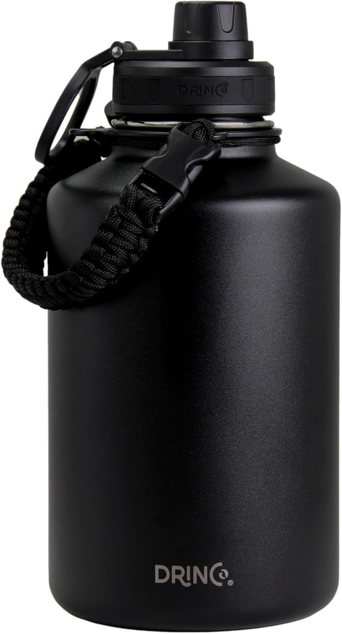 DRINCO Stainless Steel Water Bottle Spout Lid Vacuum Insulated Double Wall Water Bottles Wide Mouth (64oz 40oz 32oz 22oz 18oz 14oz) Leak Proof Keep Cold Sport Camping Hiking-Ruum Studio Home