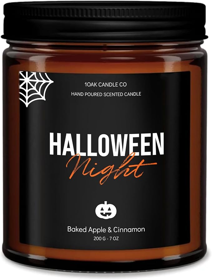1OAK Halloween Candles Scented - 7oz, Baked Apple Cinnamon - Spooky Candles - Gothic Décor Decorations - Halloween Gifts for Women, Men - Horror Candle-Ruum Studio Home