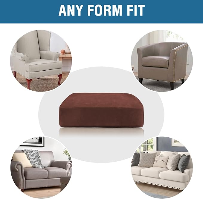 H.VERSAILTEX Velvet Stretch Couch Cushion Cover Plush Cushion Slipcover for Chair Loveseat Sofa Cushion Furniture Protector Seat Cushion Sofa Cover (3 Piece Sofa Cushion Covers, Burnt Brick)-Ruum Studio Home