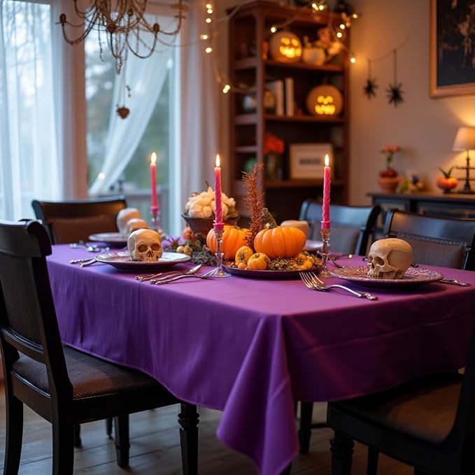 sancua Rectangle Tablecloth - 60 x 84 Inch - Stain and Wrinkle Resistant Washable Polyester Table Cloth, Decorative Fabric Table Cover for Dining Tables, Buffet Parties and Camping, Purple-Ruum Studio Home