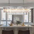 Luxury Chrome Rectangular Crystal Chandeliers Lighting Modern Pendant Ceiling Lights Rectangle Chandelier Lamp Fixture 8-Lights for Dining Room Kitchen Island-Ruum Studio Home