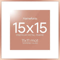 Homeforia 15x15 Picture Frame Rose Gold, High End Metal 15 x 15 Square Poster Frame with Mat 11 x 11 Photo, 15x15 Frame Matted to 11x11 Print, 15by15 Hanging Frames, Tempered Glass, Wall Kit, Set of 1-Ruum Studio Home