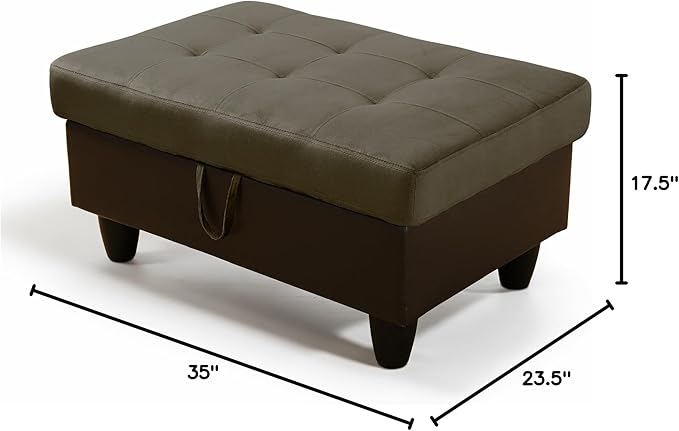 Ottoman Rectangular Storage Ottoman Bench, Flannel Footrest Stool Footstool with Lid for Living Room, Bedroom, Entryway, Taupe&Black, 35"x23.5"x17.5"-Ruum Studio Home
