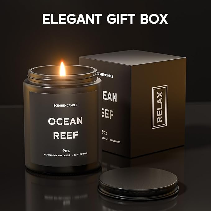 Ocean Reef Candle, 9oz Scented Candle for Men, Scented Candles for Home, Gifts for Men, Personalized Blessing Minimalist Men's Gifts-Ruum Studio Home