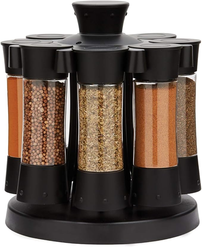 Kitchen Art Elite Auto-Measure Spice Professional 8 Compartments Black 7.45 x 7.45 x 8.25 inches-Ruum Studio Home