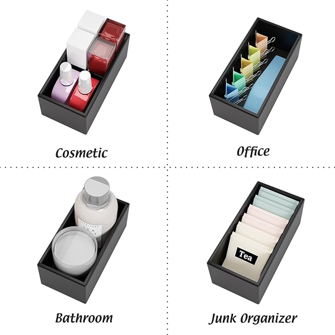 Black Bamboo Drawer Organizer - Silverware&Utensil Holder Organizer for Kitchen Drawers, Multi-Use Drawer Dividers Boxes for Bathroom Counter，Cabinet, Garage, Office Desk, Makeup, Jewelry (6"3"2.5")-Ruum Studio Home