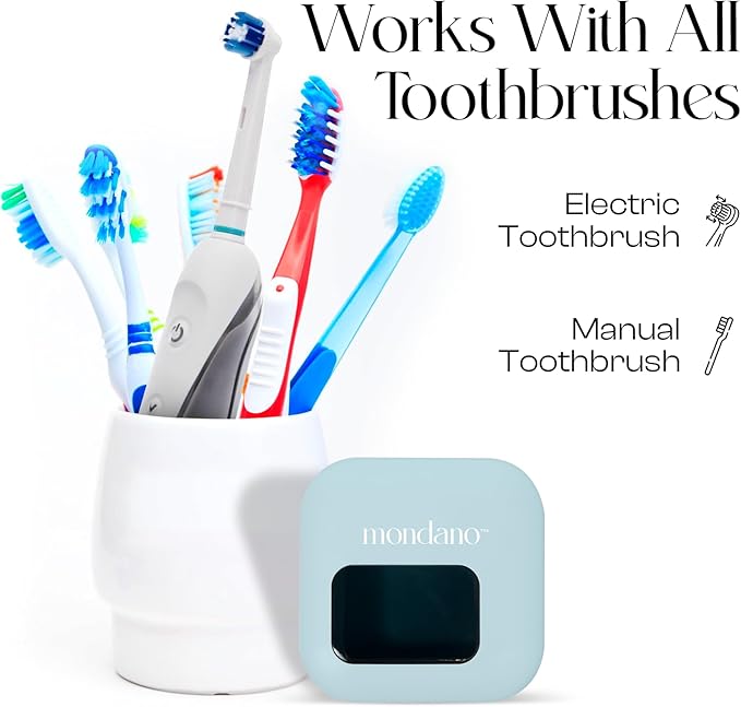 Mondano UV-C Toothbrush Sanitizer and Holder, Toothbrush Case - Manual/Electric Toothbrush Cover for Any Toothbrush Head - Rechargeable Toothbrush Travel Case, Tooth Brush Cover Cap for Home-Ruum Studio Home