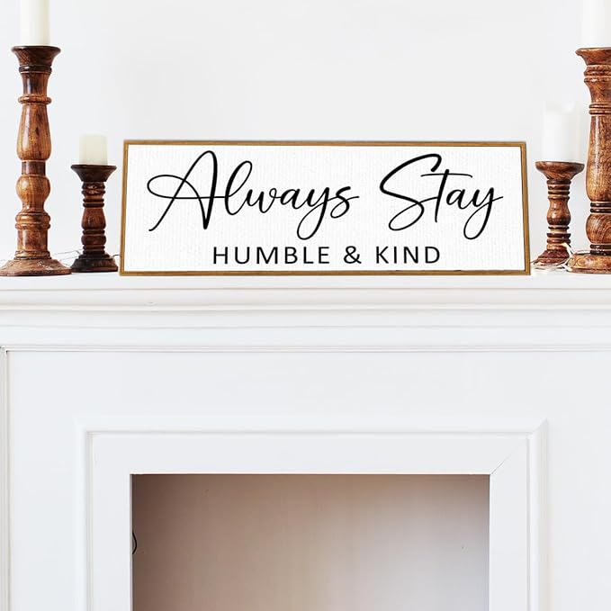 Always Stay Humble & Kind Sign Wall Art Decor Rustic Farmhouse Home Canvas Framed Print for Living Room Entryway Wall Decor,Lets Stay Family Home Rustic Hanging Decoration-Ruum Studio Home