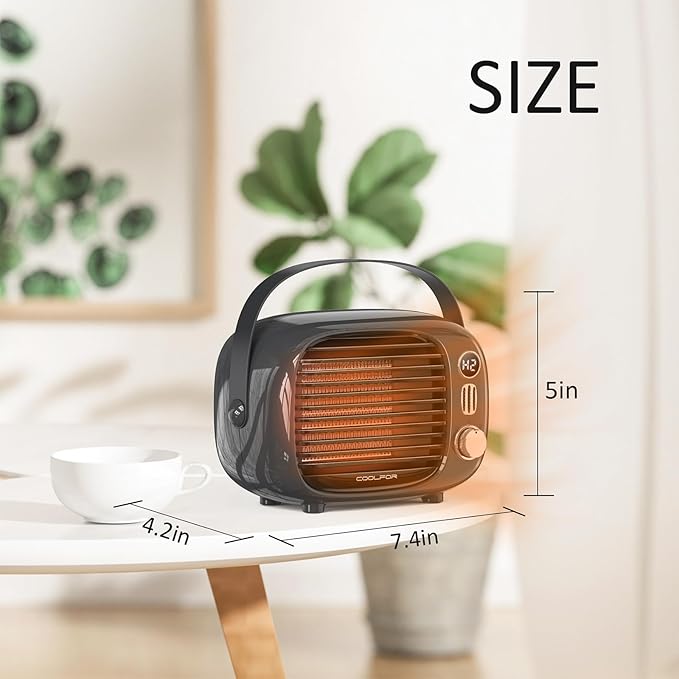 Space Heater, Small Desk Heater with High Output, Safe and Quiet Ceramic Desktop Heating Fan for Home Bedroom Office Desk Indoor Use(Grey)-Ruum Studio Home
