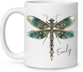 Personalized Steampunk Dragonfly Mug, Customized Name Coffee Cup 11oz, Custom Unique Dragonfly Ceramic Cup, Dragonfly Lovers White Cup, Steampunk Themed Decorative Mug, Kid Cup-Ruum Studio Home