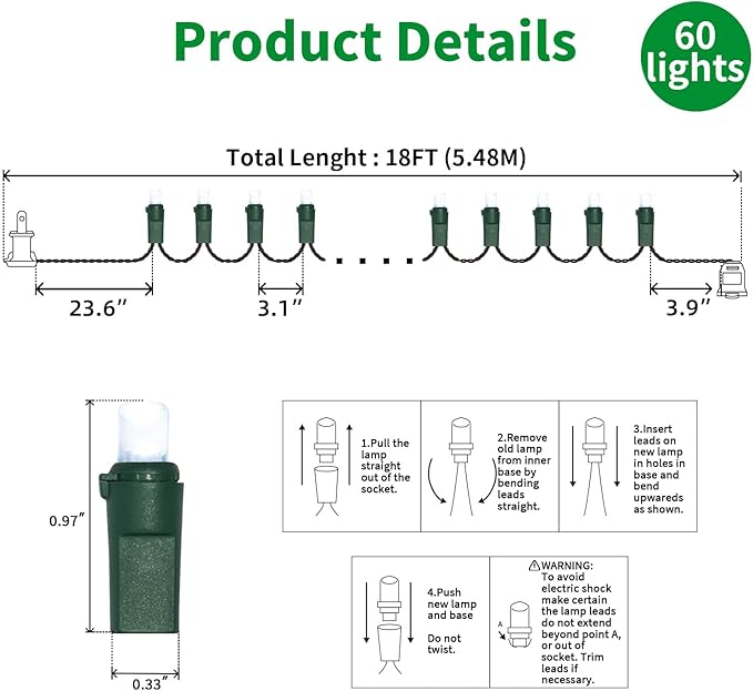 60 Count Cool White -String Lights - LED Christmas Lights, Mini led Lights for Indoor Outdoor Home Holiday Party Wedding Independence Day Decoration-Ruum Studio Home