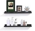 Black Floating Shelves for Wall 24 Inch Wall Shelves with Lip Modern Picture Ledge Shelf Wall Mount Photo Shelves Room Decor Hanging Book Shelves Set of 2 for Bedroom Living Room Bathroom Kitchen-Ruum Studio Home