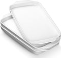 Dizada Large Serving Platter with Handles, 16" x 9" Porcelain Serving Tray, White Rectangular Platters for Entertaining & Serving Food, Serving Trays for Party, Appetizer, Charcuterie - Set of 3-Ruum Studio Home