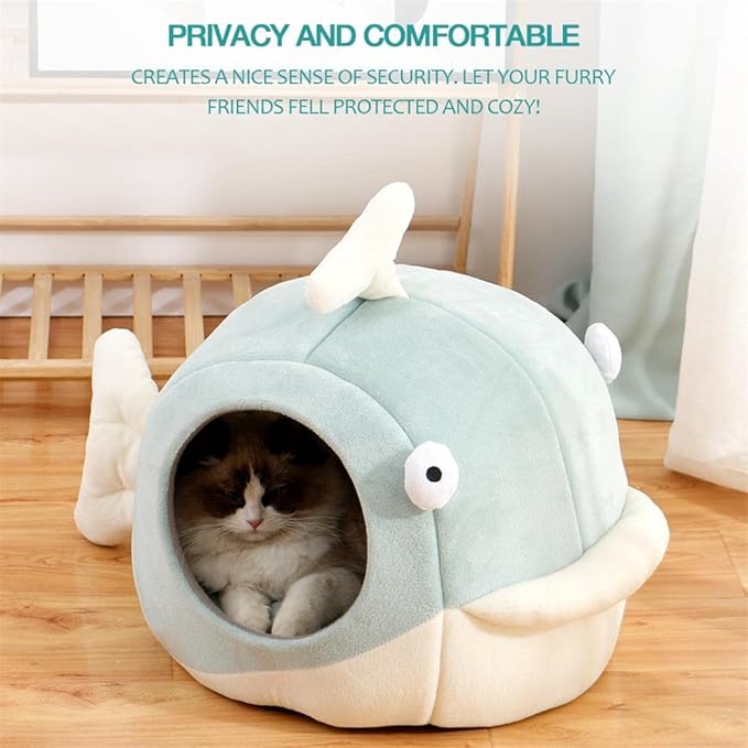 Lcybem Cat Beds for Indoor Cats - Cat Bed Cave with Removable Washable Cushioned Pillow, Calming Cozy Soft Cat Cave, Cute Friendly Dolphin Cat Houses for Indoor Cats No Deformation Pet Bed, L-Ruum Studio Home
