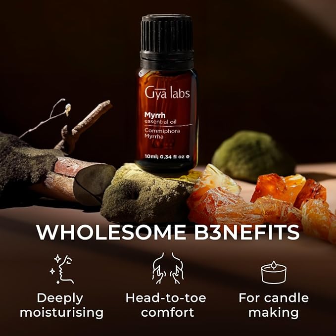 Gya Labs Myrrh Essential Oil for Skin - 0.34 Fl Oz - 100% Pure Natural Myrrh Oil for Diffuser, Face, Hair, Massages & Candle Making Scent-Ruum Studio Home