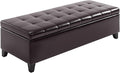 HOMCOM 51" Ottoman Storage Bench, Faux Leather Storage Chest with Lift Top, Tufted Ottoman for Living Room, Entryway, Dark Brown-Ruum Studio Home