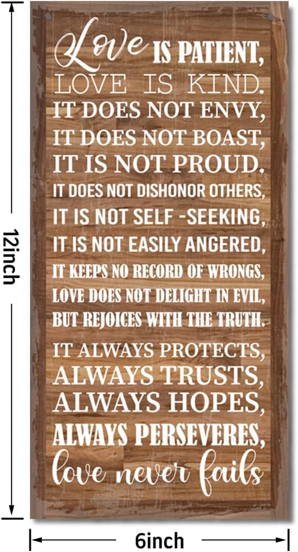 1 Corinthians 13:4-8 Inspirational Hanging Wood Decor Sign, Printed Wood Sign, Love is Patient, Love is Kind Quote, Hanging Bible Verses Woods Wall Signs, Rustic Home Decor Signs, Christian Gift I1-Ruum Studio Home