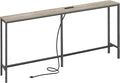 SUPERJARE 70 Inch Console Table with Outlet, Narrow Entryway Table for Living Room, Oak-Ruum Studio Home