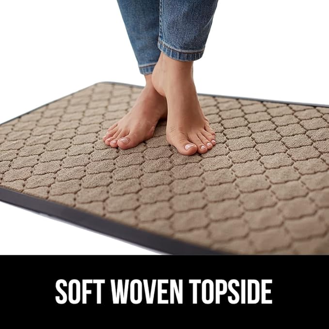 GORILLA GRIP 100% Waterproof All-Season WeatherMax Doormat 35x23, US Designed Natural Rubber, Stain and Fade Resistant, Low Profile Indoor Outdoor Door Mats, Easy Clean Patio Mat, Latte Quatrefoil-Ruum Studio Home