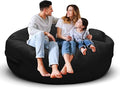 Bean Bag Chair for Adults 5FT,Soft Removable Cover for Teens/Girls Bedroom,Fluffy Giant Round Floor Beanbag Lounger Chairs (No Filler,Black)-Ruum Studio Home