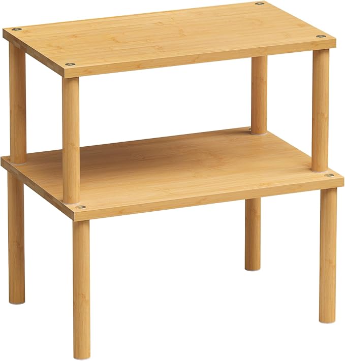 Cabinet Organizer Shelf(Set of 2),Kitchen Counter Shelves,Bamboo Stackable Expandable Spice Rack Countertop(Medium)-Ruum Studio Home