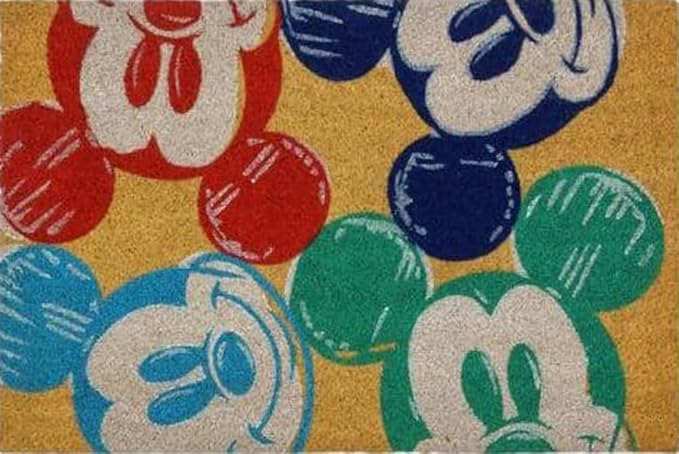 Gertmenian Disney Mouse Doormat Rug Front Door Coir Mat Welcome Home Indoor Outdoor Entryway Carpet, 2-Pack 20x34, Retro Mickey Faces/Hi There-Ruum Studio Home