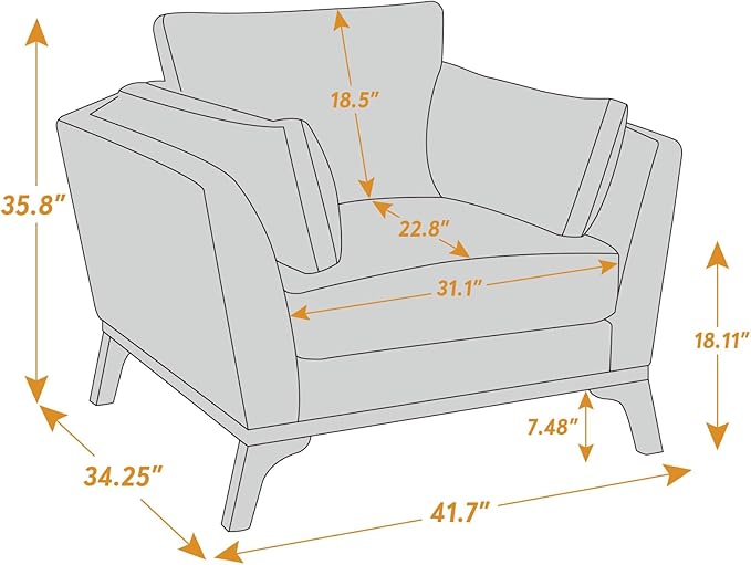Large-Sized Accent Chair, Thick Cushion Bedroom Reading Chair, Comfortable Living Room Single Sofa， Boucle Curry-Ruum Studio Home