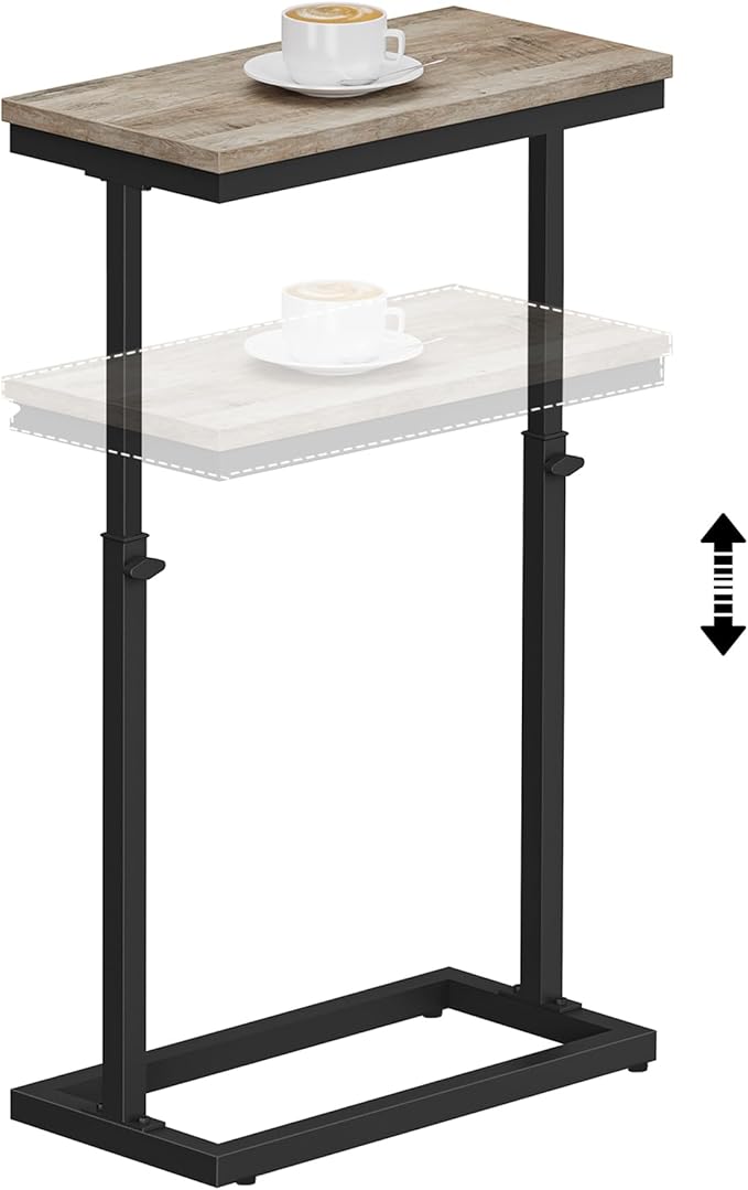 TUTOTAK End Table, Side Table, Tall Couch Table, Sofa Table, Living Room, Bedroom, Greige TB01BG083-Ruum Studio Home