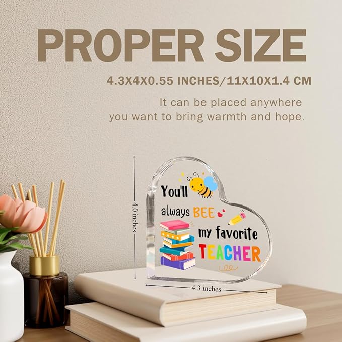 Teachers Day Graduation Season Opening Season Gifts Teacher Gifts Teacher Appreciation Gifts Best Teacher Gifts for Women Acrylic Heart for Her Coworker Friend Principal Educator Birthday Christmas-Ruum Studio Home