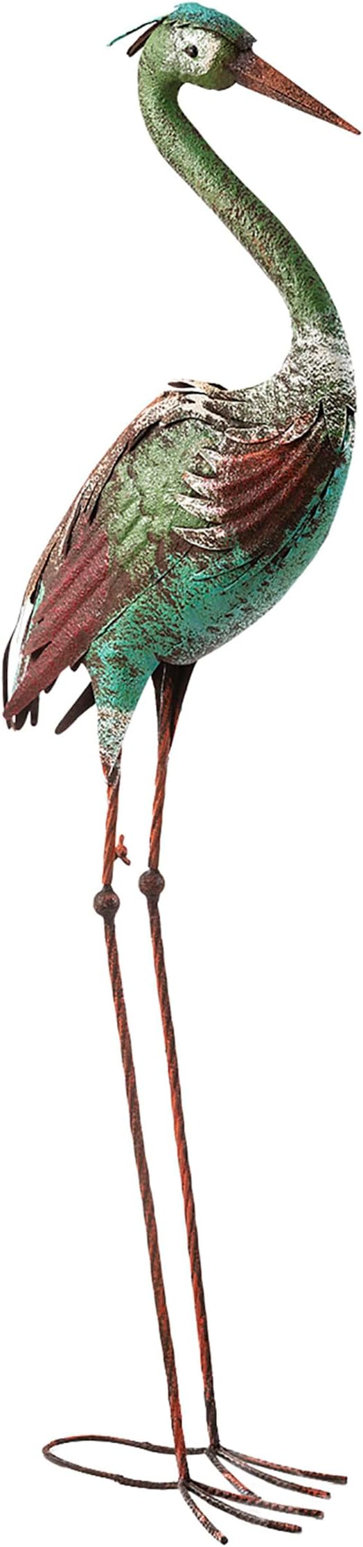 Alpine Corporation 40" Tall Outdoor Rustic Metal Crane Statue Yard Art Decoration-Ruum Studio Home