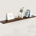 Floating Shelves 55 Inches Long - 8 Inch Deep Rustic Solid Pine Wood for Storage - Farmhouse Wall Mounted for Living Room - Heavy-Duty Metal Bracket - 55" W x 8" D - American Walnut Color-Ruum Studio Home