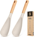 Cooking Spoon for Nonstick Cookwares, Great for Cooking and Serving Sturdy BPA-Free Matte Silicone, Wood Handle Spoon for Mixing, Scoop, and Scrape (2 Pack of Khaki, 11.4 inch)-Ruum Studio Home