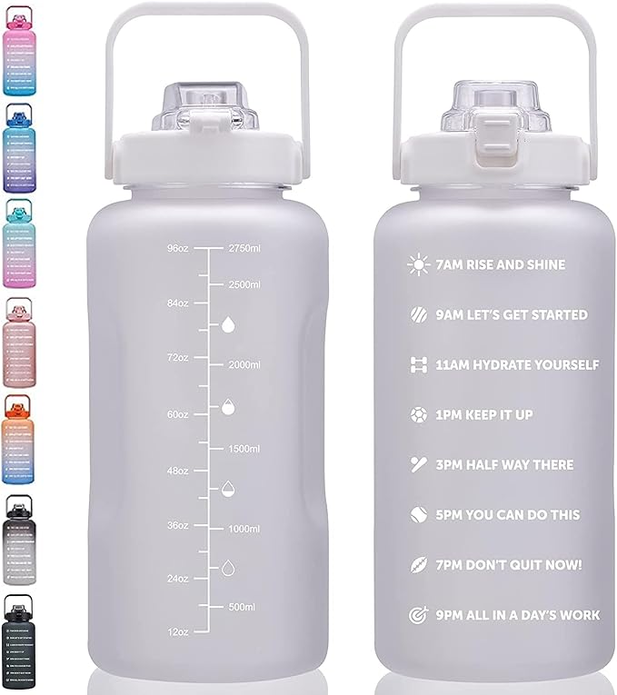 64oz,100oz,128oz Large Motivational Water Bottle with Time Marker, Leakproof & BPA Free Half Gallon Big Water Bottle with Straw Handle Tritan Frosted Water Jug for Gym,Fitness,Outdoor Sports-Ruum Studio Home