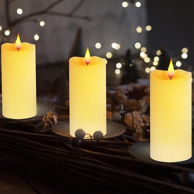 Aignis Indoor Flameless LED Candles Battery Operated with Remote Timer and Unique Double-Color Flame for Home/Wedding/Holiday Decor, Set of 2(D 2.95" x H 6")-Ruum Studio Home