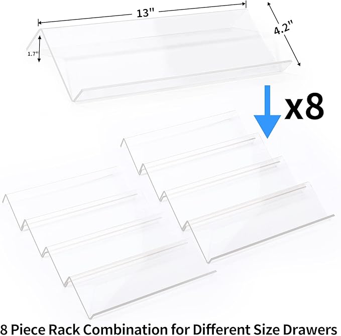 MIUKAA Clear Acrylic Spice Drawer Organizer, 4 Tier- 2 Set Expandable From 13" to 26" Drawer Seasoning Organizer, Kitchen Spice Rack Tray for Drawer/Countertop (Jars not included)-Ruum Studio Home