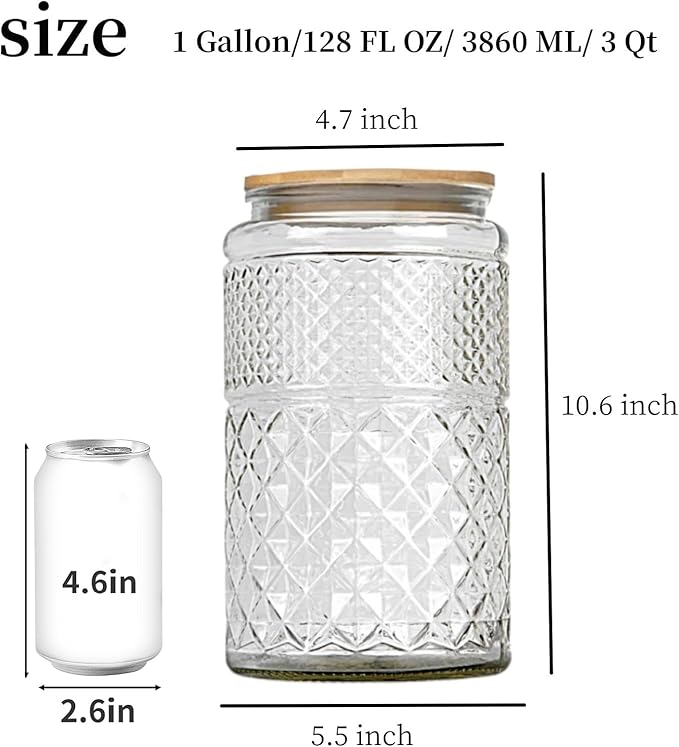 Large Glass Storage Jar, Glass Food Storage Containers with Bamboo Lid, Kitchen Containers Cereal Canisters Decorative Jar for Candy Snack Cookies Coffee Tea Nuts Airtight Glass Jars (Extra Large)-Ruum Studio Home