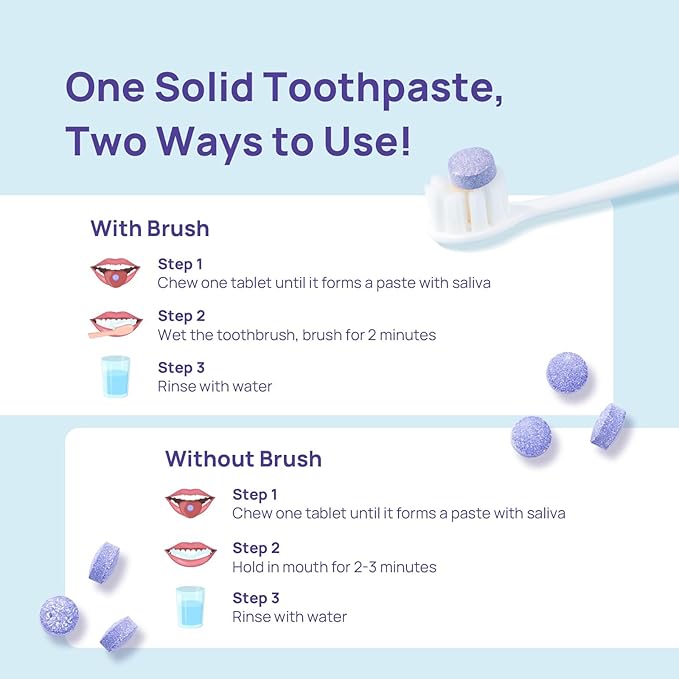 Whitebite Pro Color Correcting Toothpaste Tablets with Nano Hydroxyapatite | Fresh Breath & Natural Whitening | Travel-Friendly Toothpaste & Mouthwash | Fluoride and Plastic-Free (Peppermint)-Ruum Studio Home