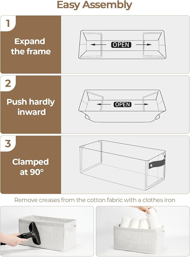 StorageWorks Narrow Storage Bins, Small Basket for Closet and Shelves, Rectangular Fabric Organizer with Handles, Toilet Paper Storage, Gray and White, 2-Pack-Ruum Studio Home