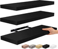 Sorbus Floating Shelves for Wall - 24" Bathroom Shelves, Wall Decor for Bedroom, Kitchen, Living Room, Home Decor & Book Storage - Mounted Floating Shelf with Invisible Brackets (Black, 3 Pack)-Ruum Studio Home