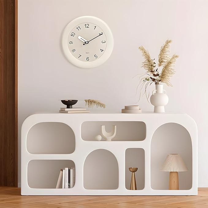 Kesin Wooden Wall Clocks 12 Inch Silent Non Ticking Wall Clocks Battery Operated - Wood White Modern Office Simple Minimalist Clocks Decorative for Kitchen, Home,Bedroom, Office, Home, Living Room-Ruum Studio Home