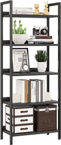 NUMENN Bookshelf, 5 Tier Bookshelves, Home Office Bookcase Shelf Storage Organizer, Free Standing Storage Shelving Unit for Bedroom, Living Room and Home Office, Carbon Fibre-Ruum Studio Home