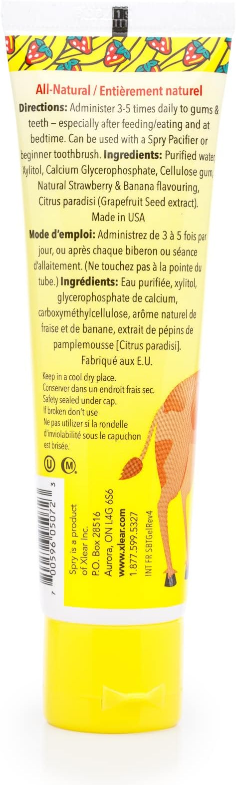Spry Natural Xylitol Toothpaste for Baby, Toddler and Kids Age 3 Months and Up - Fluoride Free Tooth Gel, Tasty, Support Development of Emerging Teeth, Strawberry Banana 2 Fl Oz (Pack of 6)-Ruum Studio Home