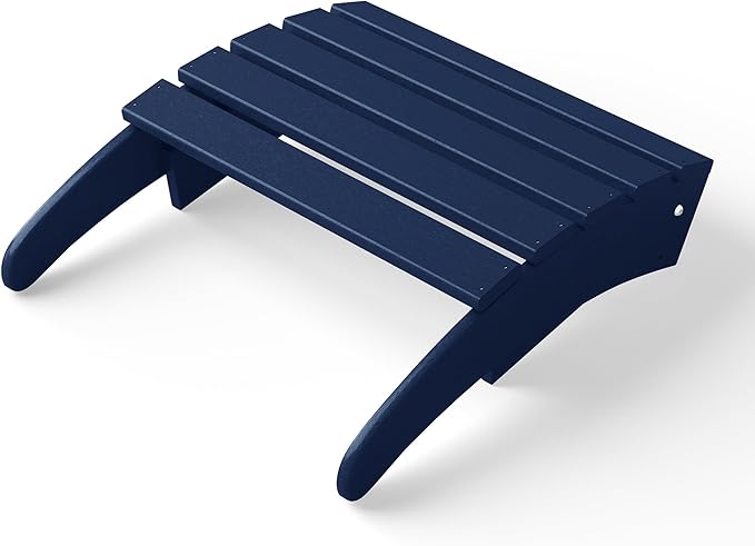 WestinTrends Outdoor Ottoman, Patio Adirondack Ottoman Foot Rest, All Weather Poly Lumber Folding Foot Stool for Adirondack Chair, Widely Used for Outside Porch Pool Lawn Backyard, Navy Blue-Ruum Studio Home