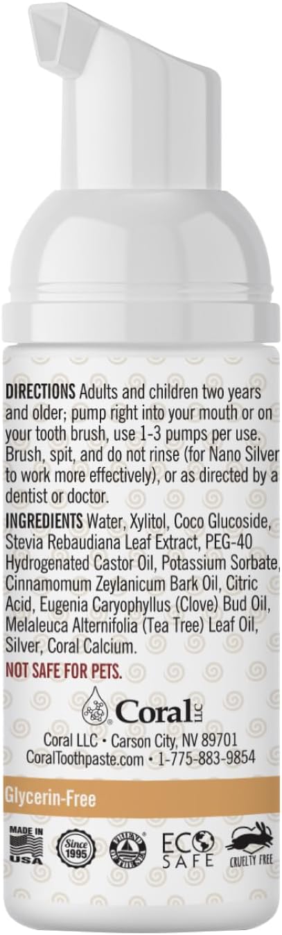 Coral Nano Silver Foaming Cinamon Tea Tree Toothpaste, Natural Fluoride Free Toothpaste, SLS and Glycerin Free - 4 Ounce-Ruum Studio Home