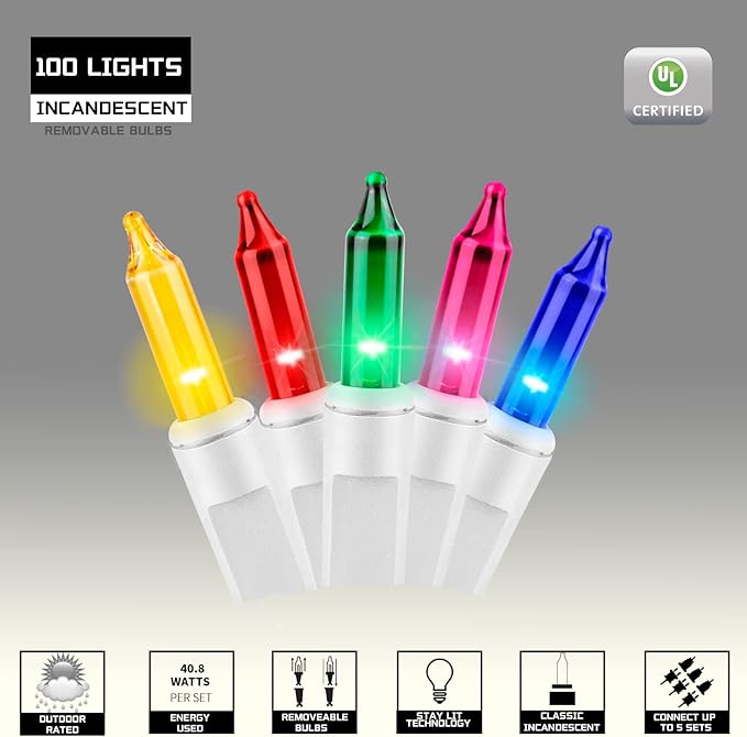 100LIGHTS Multi Easter Mini String Lights，Connectors Christmas Decorative Lights 19.6 UL Certified Waterproof for Easter Home Garden Holiday Christmas Tree Party Patio Wedding-Ruum Studio Home