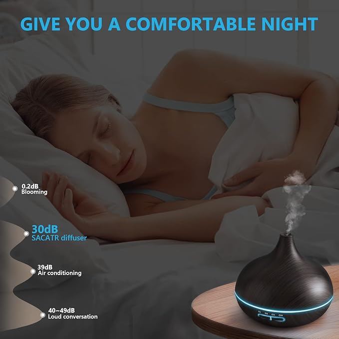 Diffusers for Essential Oils Large Room, 550ml Essential Oil Diffusers with Remote Control, Ultrasonic Oil Diffuser with Timer, 7 Colors Light for Bedroom-Ruum Studio Home