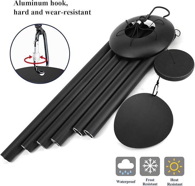 ASTARIN 65 in Wind Chimes for outisde - Extra Large Outdoor Handcrafted WindChimes,Deep Tone Metal Chimes for Garden Decor, Large Windchimes Deep Resonance, 2.27in Tubes Weather-Resistant, Black-Ruum Studio Home