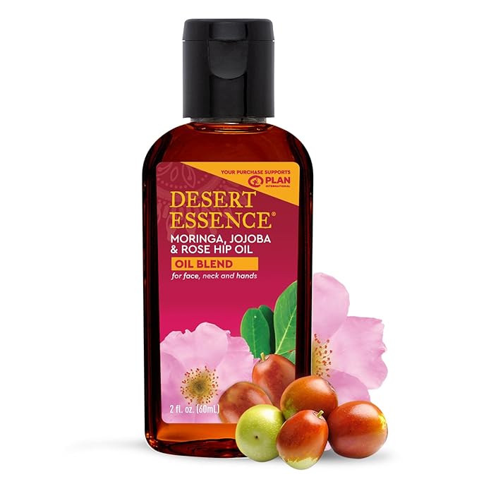 Desert Essence Moringa, Jojoba & Rose Hip Oil Refreshing & Rejuvenating Skin Restoration - Nutrient-Rich Vitamin Blend For Face, Neck, Body & Hands - Vegan, Non-GMO, Gluten-Free, Cruelty-Free - 2oz-Ruum Studio Home