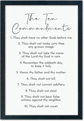 LuZhiQiang The Ten Commandments Wall Art Decor 16"×11" Bible Verse 10 Commandments Sign Motivational Positive Quotes Wood Framed Wall Hanging (Black)-Ruum Studio Home